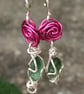 DEEP PINK ROSE EARRINGS 