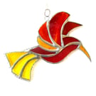 Hummingbird Red Yellow Suncatcher Stained Glass Handmade Sunbird Bird