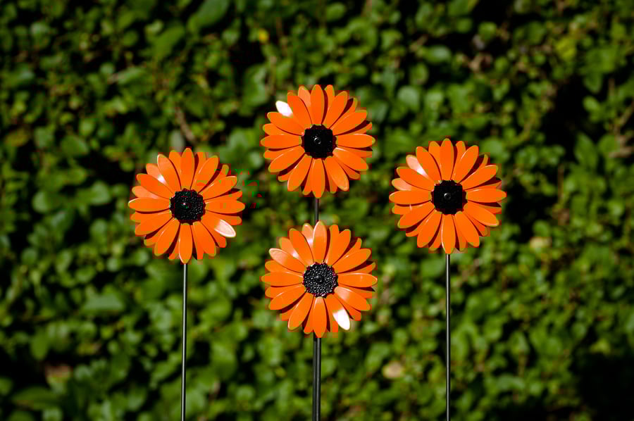 Orange Gerbera Daisy Metal Flower Ornament, Home and Garden Decoration, Memorial