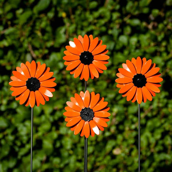 Orange Gerbera Daisy Metal Flower Ornament, Home and Garden Decoration, Memorial