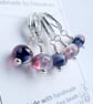 Lampwork Stitch Markers - Transparent Pinks and Purples OOAK - Image 2