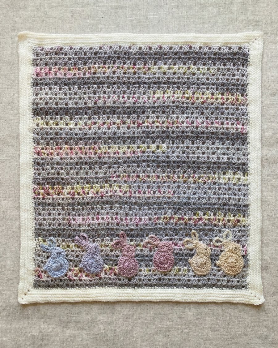 Crochet Baby Blanket with Bunny Applique - Baby Crochet Treasured Keepsake.