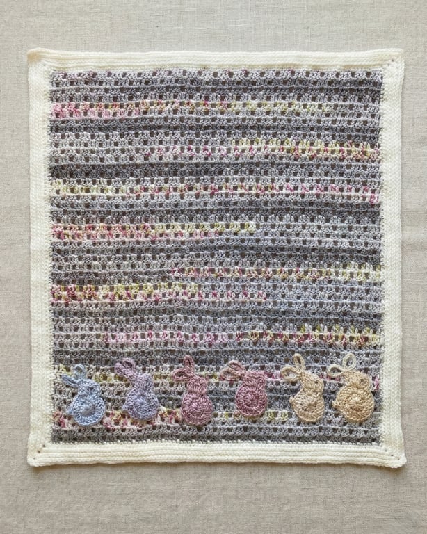 Crochet Baby Blanket with Bunny Applique - Baby Crochet Treasured Keepsake.