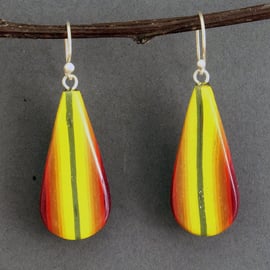 Rich Colours Lozenge Pendant Handmade Designer Earrings - Golden Sunsets !