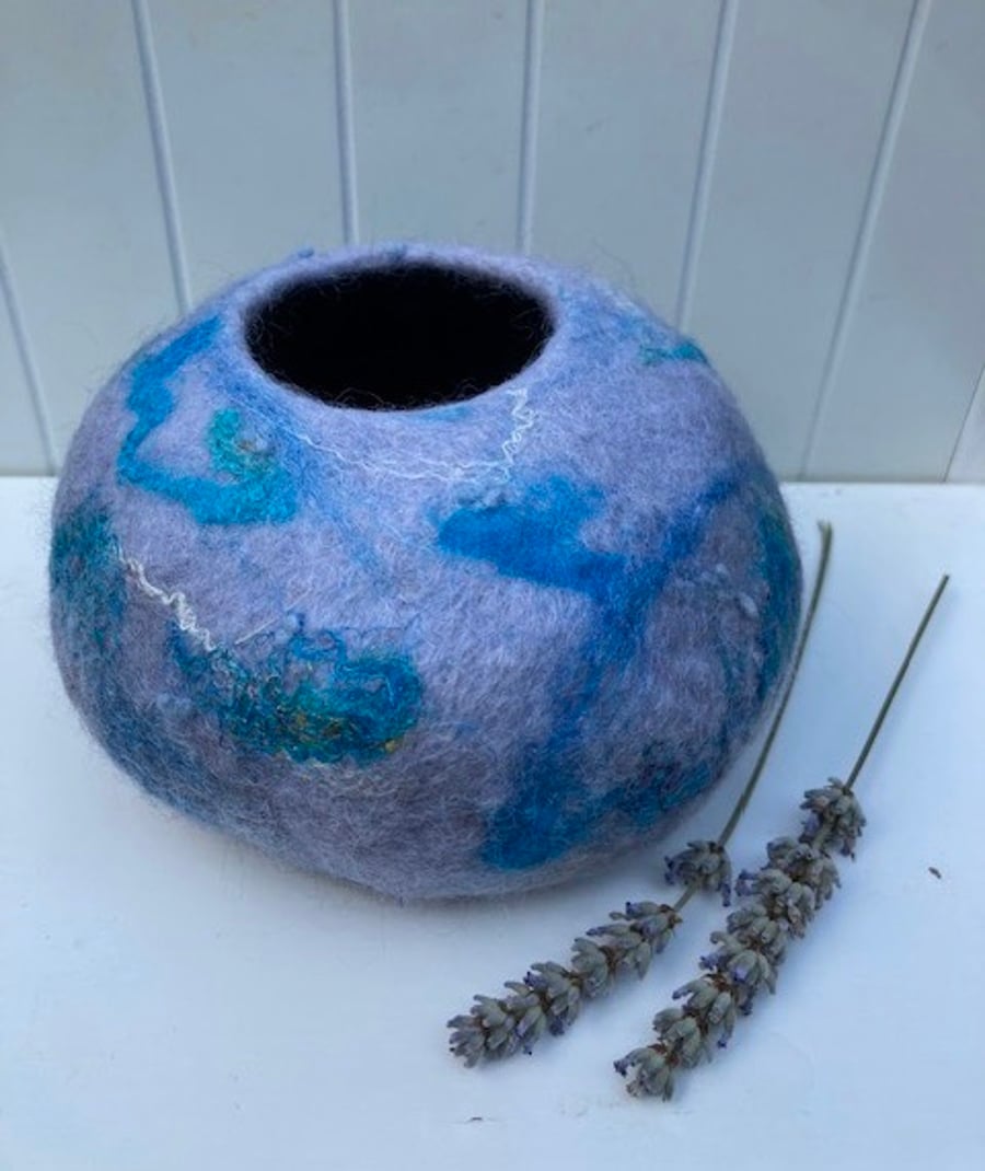 Felted sea inspired decorative bowl.