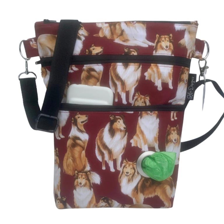 Dog walking bag, crossbody bag, border collies