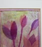 Tulip picture, pink flowers, embroidered, collage, framed textile art - Image 4