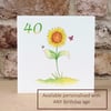Age Birthday Card Sunflower Garden - Printed with any age