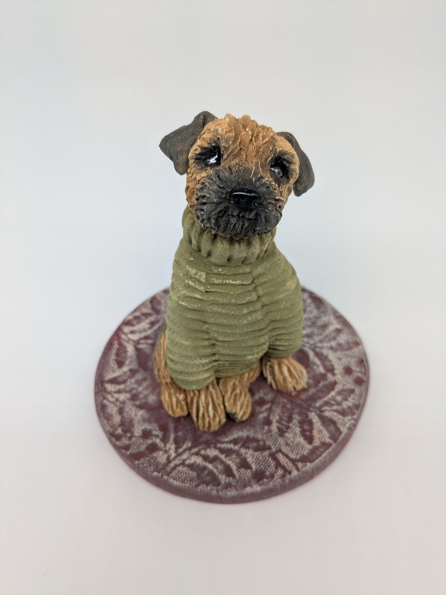 Border Terrier in Olive Woolly Jumper