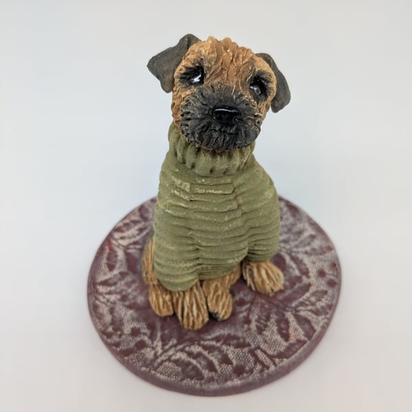 Border Terrier in Olive Woolly Jumper