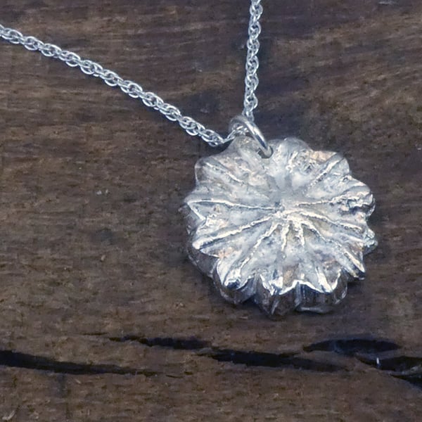 Silver poppy pendant
