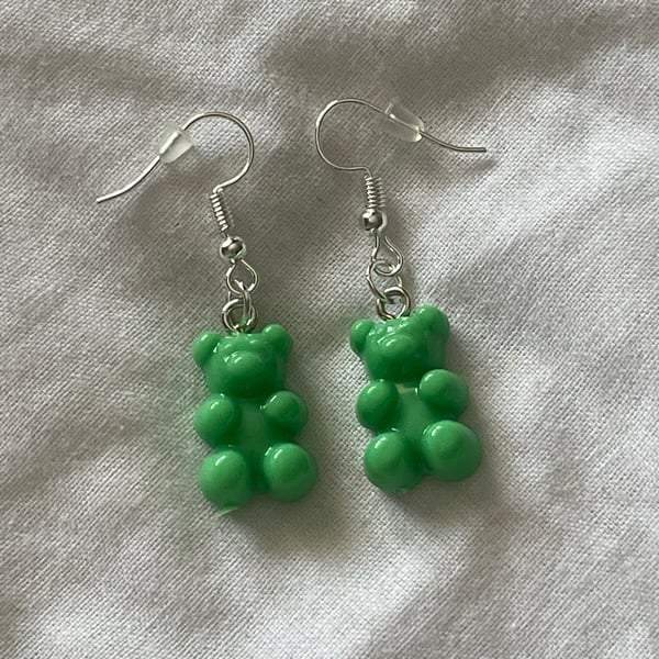 Forrest green Gummy bear earrings 