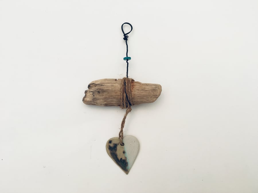 Wonderful Driftwood, Loveheart hanger, pottery, gift idea, birthday, home decor