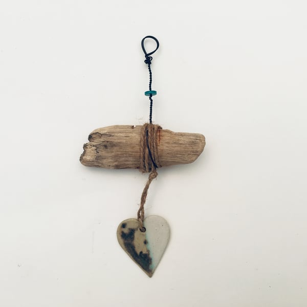 Wonderful Driftwood, Loveheart hanger, pottery, gift idea, birthday, home decor