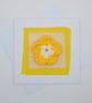Blank Greetings Card - Crocheted Yellow Flower & Fabric Card - Image 1