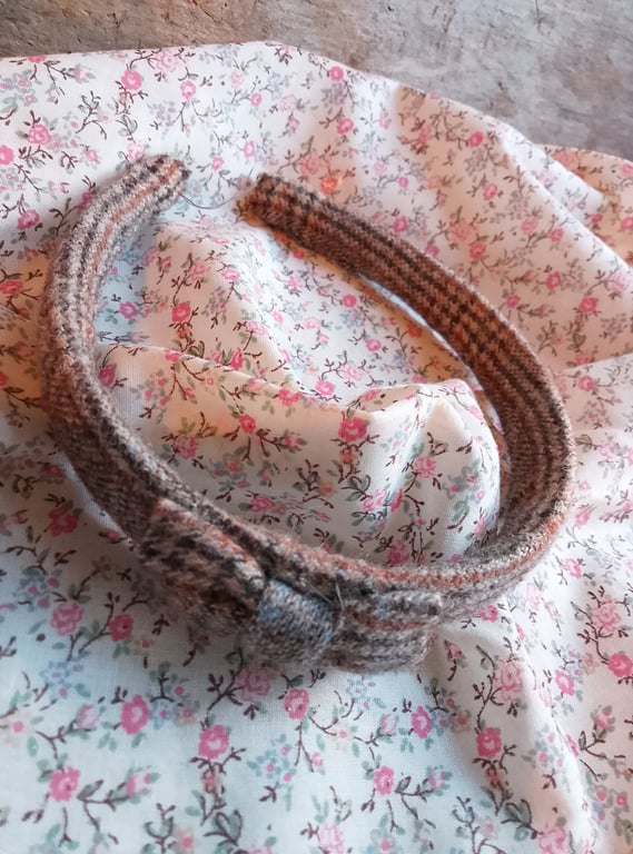 cute wool check hairband alice band no h18