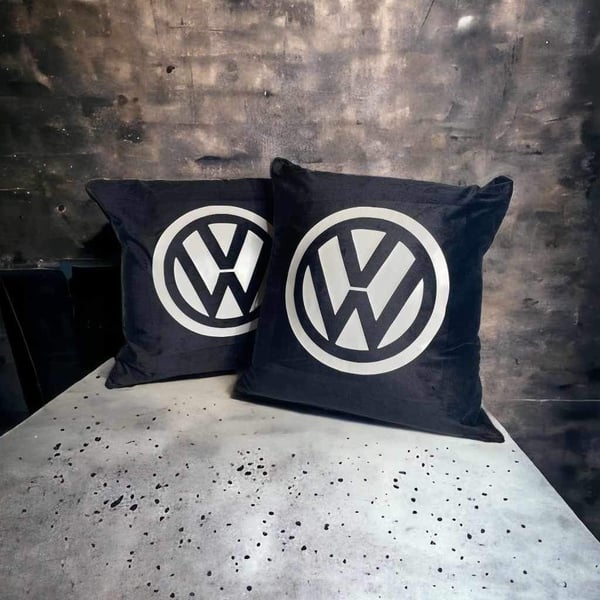 VW Logo Velvet Cushions x2