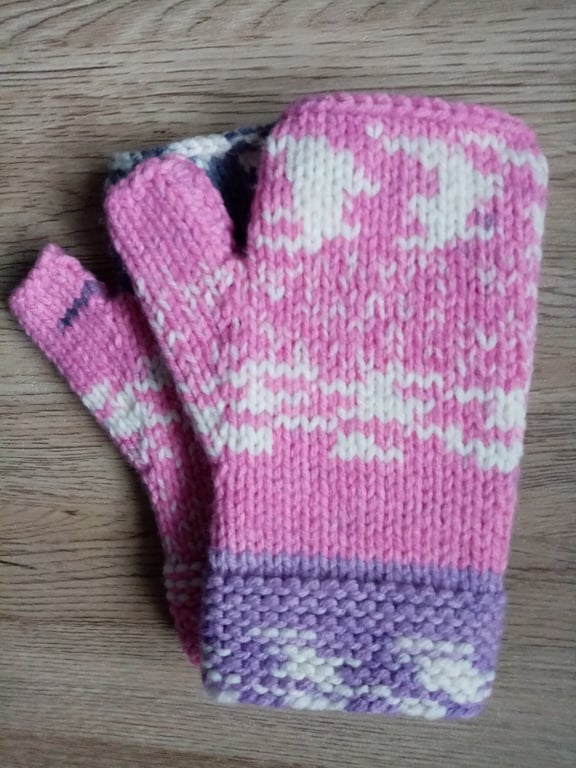 Merino Fair Isle Style Fingerless Gloves