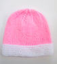 Hand knitted baby hat in pink and white, 100% acrylic, new baby gift - Image 2