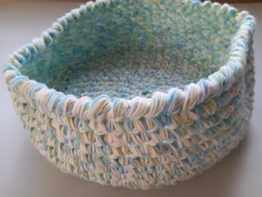 Crochet Basket (Pastel Greens) - so practical!