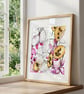 Honesty Plant Watercolour Print - from Original Art - Unframed - Square - Gifts