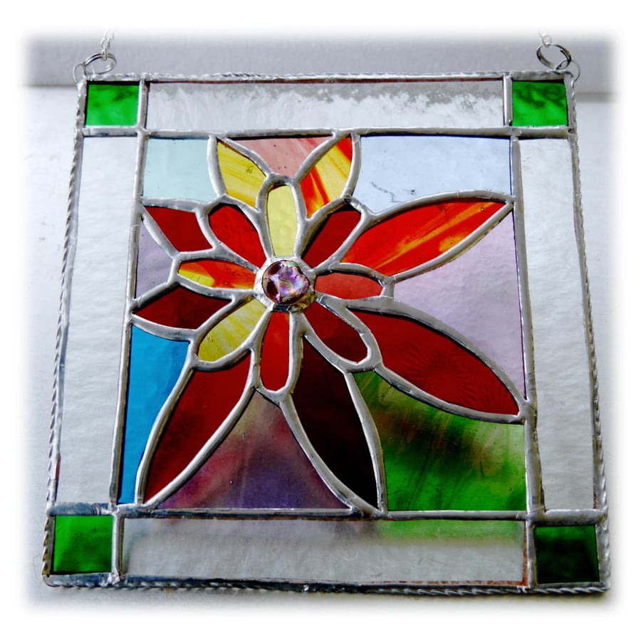 Flower Show Stained Glass Suncatcher Handmade 002