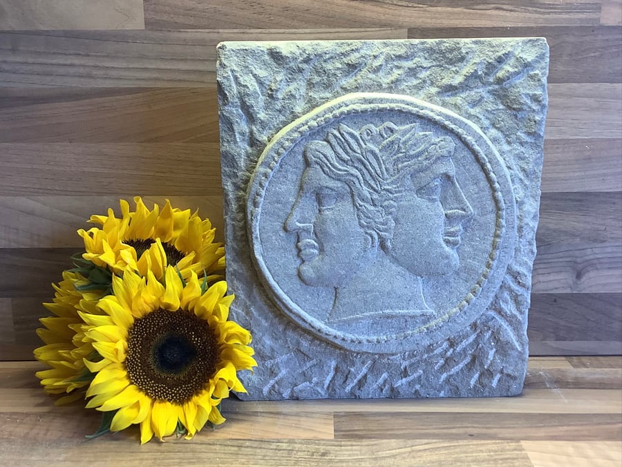 Janus Roman God coin - Roman Coin Stone Carving