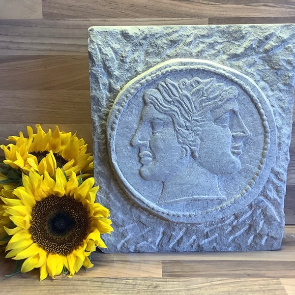 Janus Roman God coin - Roman Coin Stone Carving