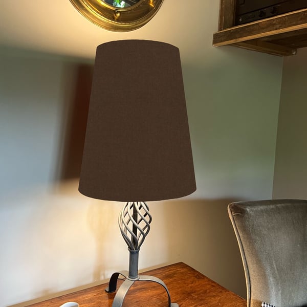Brown cone lampshade extra tall lampshade, coffee brown cotton cone