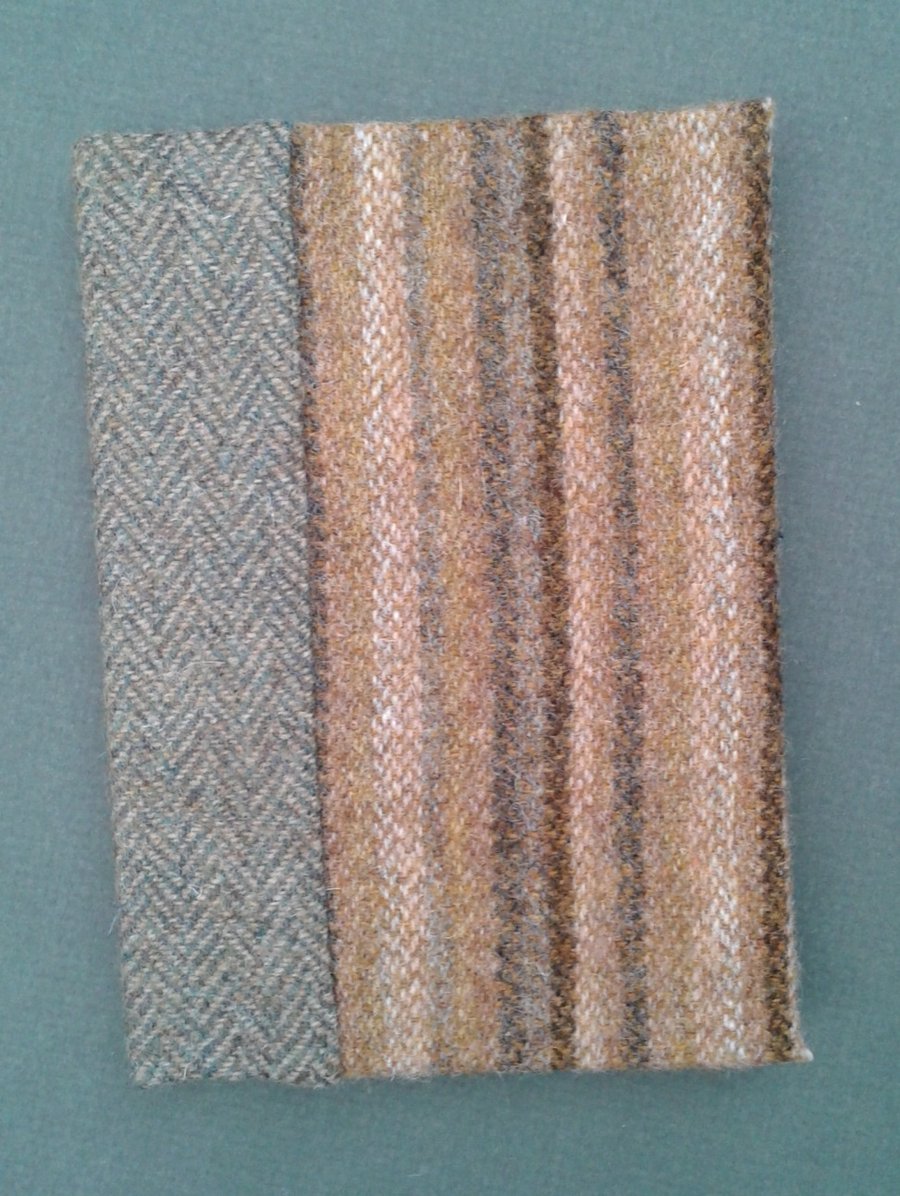 Tweed covered A6 notebook (beige-olive)