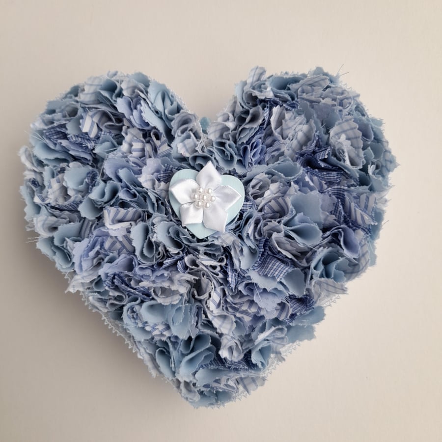 Blue Fabric Heart - Shabby Chic Heart