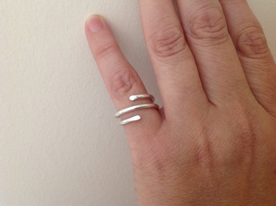 Sterling silver unisex thumb or finger wrap ring