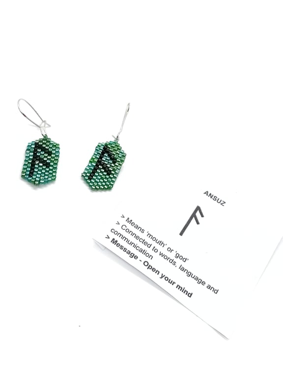 Ansuz viking rune beaded earrings