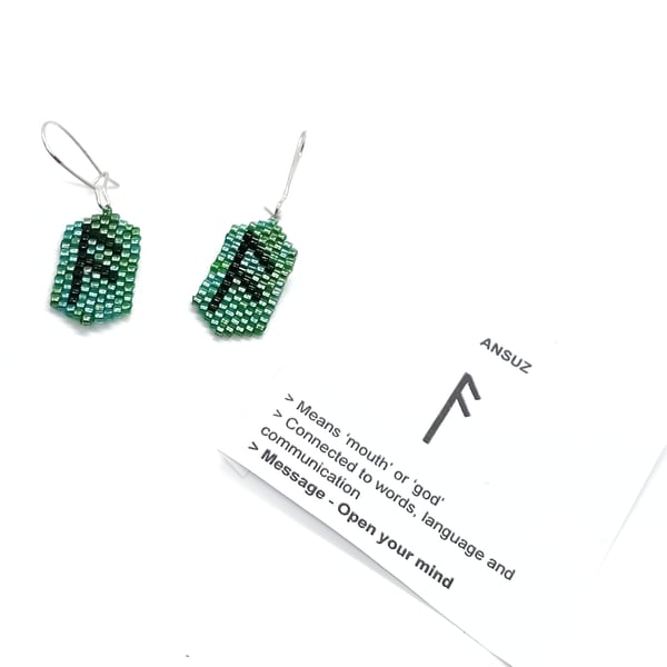 Ansuz viking rune beaded earrings