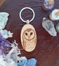 Barn owl pyrography keyring - Image 3