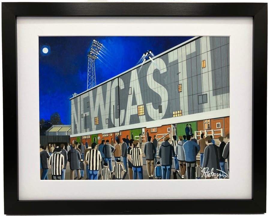 Newcastle, Retro St James' Park Stadium. High Quality Framed Football Art Print