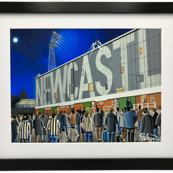 Newcastle, Retro St James' Park Stadium. High Quality Framed Football Art Print