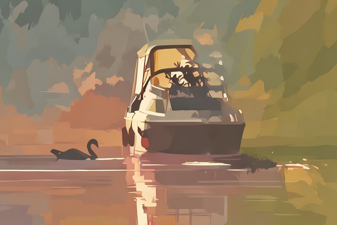 Boat & Swan Norfolk Fen A5 Greeting Card 