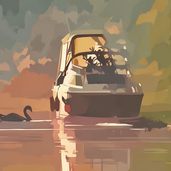 Boat & Swan Norfolk Fen A5 Greeting Card 