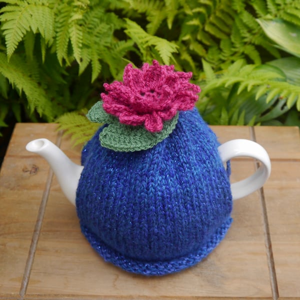 Water Lily Tea Cosy, Sparkly Lily Flower and Pad Tea Cozy