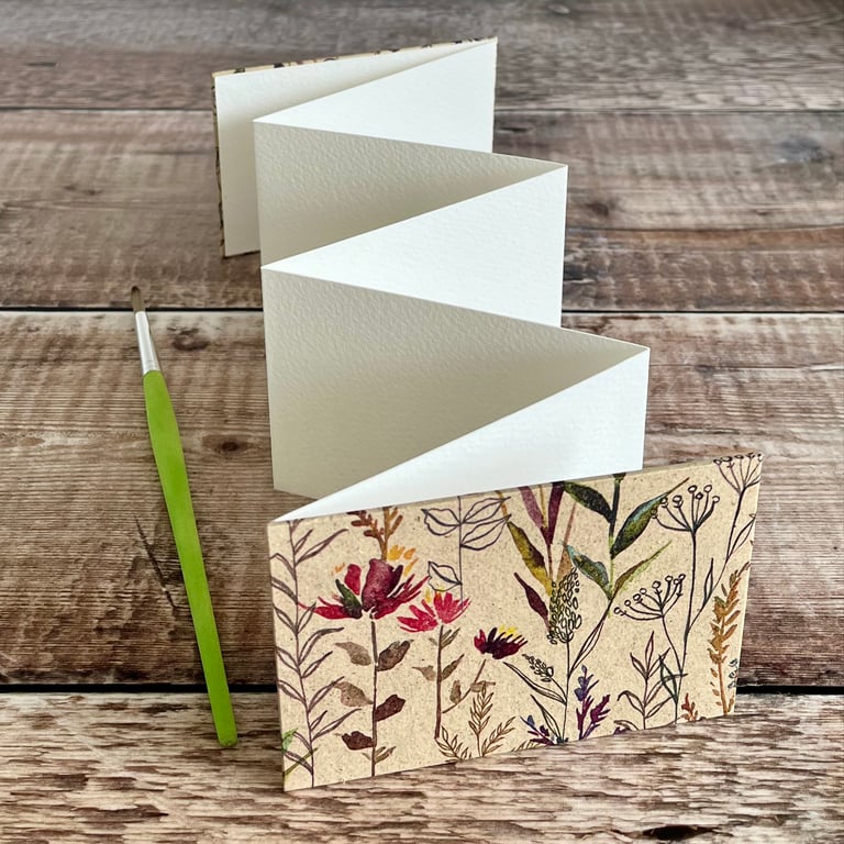 Mini Watercolour Sketchbook with Wild Flowers on Grass Paper