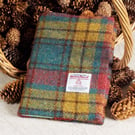 Harris tweed covered A5 notebook journal or diary rose teal and yellow tartan