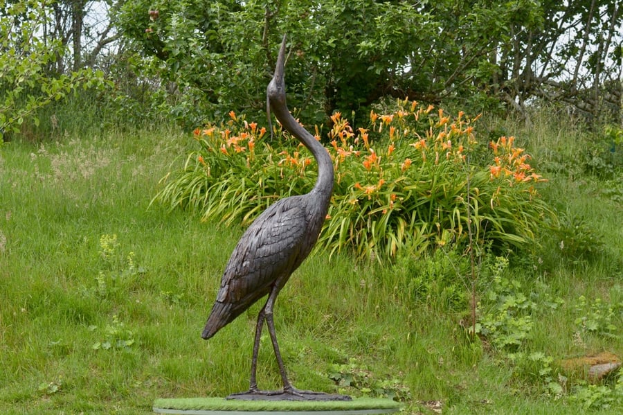 Standing Heron Animal Statue Large Bronze Resin Garden Sculpture