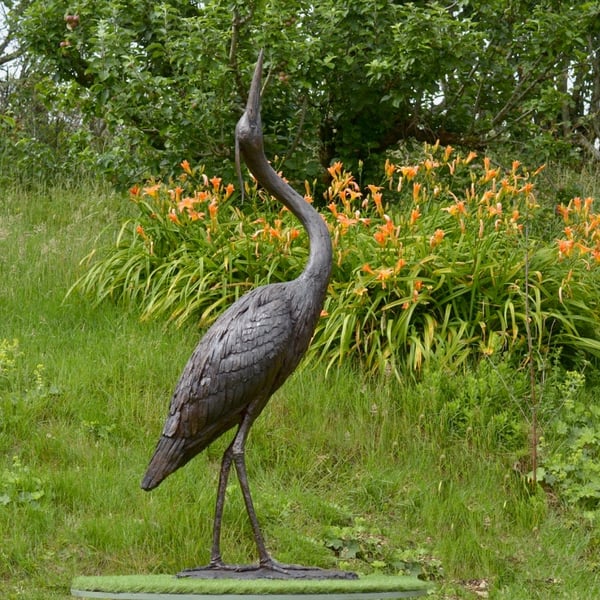 Standing Heron Animal Statue Large Bronze Resin Garden Sculpture