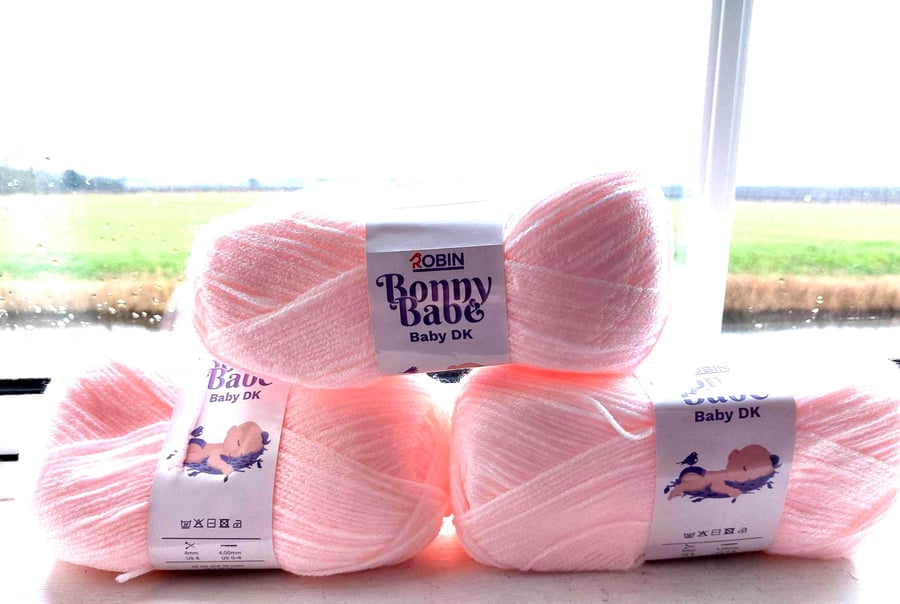 Peach x3 Robin Bonny Babe DK Knitting Wool Yarn 100g Balls