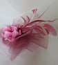 Rose Pink and Pale Plum Vintage Style Feather Orchid Flower Fascinator Hat  - Image 5