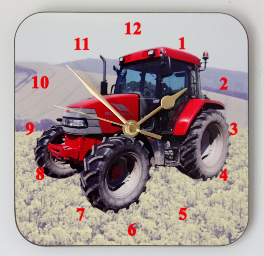 Wall Clock - Red Tractor from original photographs