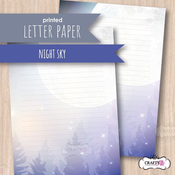 Letter Writing Paper Full Moon over the forest