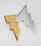 Mirror acrylic lightning bolt brooch pin badge - Image 2