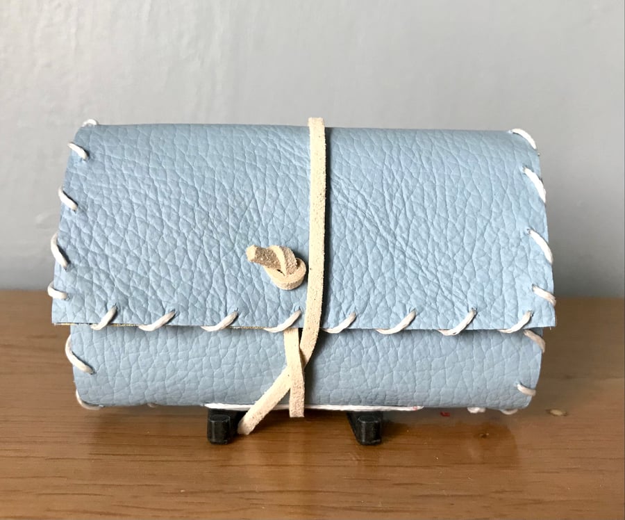 Miniature Pale Blue Handmade Leather notebook 